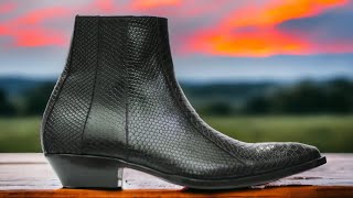 Bespoke Handmade Black Colour Python Leather Boots [upl. by Issirk393]