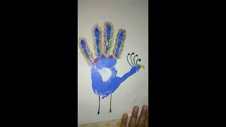 Hand printing for kidsHow to make a peacock with hand print [upl. by Gunner]