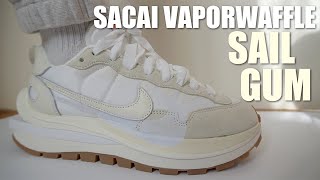 BEST COLORWAY SO FAR  NIKE SACAI VAPORWAFFLE SAIL GUM REVIEW amp ON FEET [upl. by Aineval744]