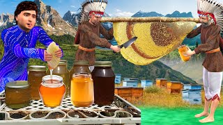 Primitive Harvesting Honey Selling Honey Road Side Hindi Kahani Hindi Moral Stories New Comedy Video [upl. by Maryanne]