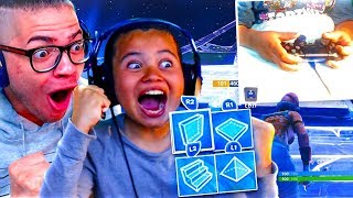 MY LITTLE BROTHER FINALLY PLAYS ON HANDCAM ON BUILDER PRO FORTNITE BATTLE ROYALE INTENSE GAME [upl. by Nemrac]