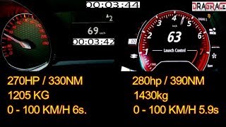 Renault Megane RS 280 HP vs Peugeot 308 GTI 270 HP Acceleration Top Speed 0 250kmh [upl. by Anolahs]