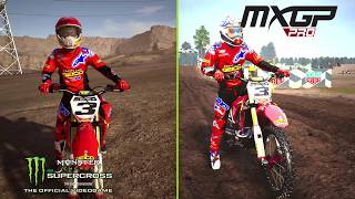 Supercross The Game VS MXGP PRO  Gameplay Video Comparison [upl. by Anwahsiek497]