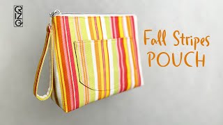 Matching Fall Color Stripes Pouch for my Shoulder Hobo Bag DIY [upl. by Tony]