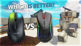 Roccat Kone Pro Air VS Glorious Model D Wireless In BEDWARS [upl. by Erikson144]