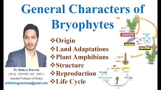 General Character of Bryophytes Amphibians Land adaptations Hepaticopsida Anthocerotopsida Bryopsida [upl. by Akcirderf]