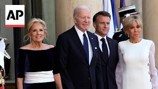 Arrivals for state dinner in Paris hosted by Macron for Biden [upl. by Sikata]