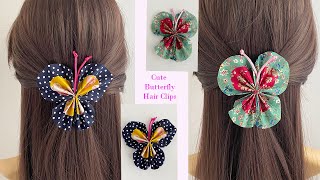 💖 Easy Diy Fabric Butterfly Hair Clips  How to Make Fabric Butterflies  Butterfly Bow Hair Tie [upl. by Ramaj]