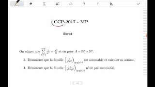 CCP 2017 Maths Familles sommables [upl. by Waylen]