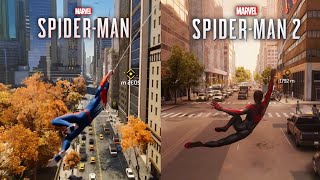 SpiderMan PS4 vs SpiderMan 2 PS5 Graphics Comparison  PC vs PS5 [upl. by Warthman]