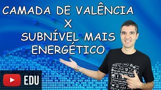 DIFERENÇA ENTRE CAMADA DE VALÊNCIA E SUBNÍVEL MAIS ENERGÉTICO [upl. by Ancier]