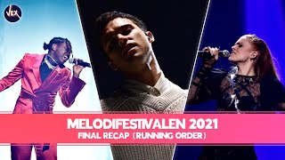 Melodifestivalen 2021  Final Recap ᴴᴰ Running Order [upl. by Oetsira813]