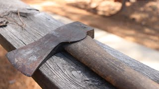 Restoring an Axe lost in the woods for a YEAR Boiled linseed oil TEST [upl. by Dragone]