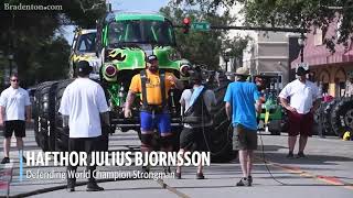 Hafthor Bjornsson pulling 25000LBS MONSTER TRUCK  Worlds Strongest Man 2019 [upl. by Sholem]