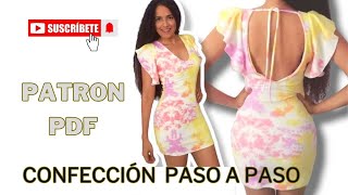 Como hacer un Vestido con Escote en Espalda  Costura  Patrón gratis  Free Sewing Pattern [upl. by Tneciv668]