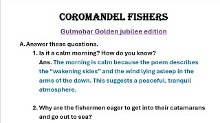 Coromandel Fishers poem questions and answers class 7 gulmohar Golden jubilee edition [upl. by Llohcin238]