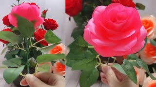 DIY Satin Ribbon Rose flowers  How to make ribbon rose  Ribbon decoration ideas  Ribbon hacks [upl. by Atteyek934]