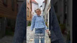 Easy Peasy Spotted Sweater 💙🤍 Strikkia [upl. by Gilud]