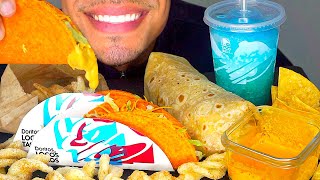 ASMR TACO BELL MUKBANG CHEESE SAUCE TACOS BURRITO CINNAMON TWIST CRUNCHY JERRY EATING SHOW [upl. by Refannej]