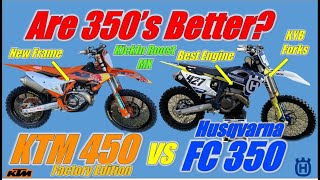 Are 350s Better 245 KTM 450 Factory Edition vs 24 Husqvarna FC350 Back to Back at KickIn Roost MX [upl. by Kcira649]