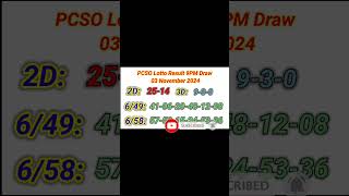 Lotto Result Today 9pm live draw November 3 2024 Swertres Ez2 PCSO live result [upl. by Brigham147]