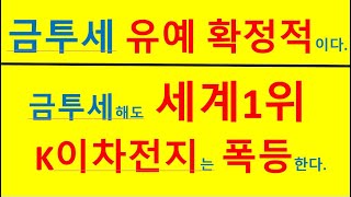 금투세 유예 확정적이다 금투세 해도 세계1위 K이차전지는 폭등한다 박순혁 우공이산 유시민 최재천 RampD에산특허담보대출제도 [upl. by Talanian302]