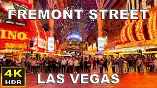 4K HDR Fremont Street Las Vegas Walking Tour  April 2024 [upl. by Yelnet]