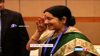 Sushma Swaraj arrives in Indonesia for AsianAfrican Conference [upl. by Denby]