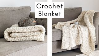 Chunky OneRow Repeat Crochet Blanket Tutorial [upl. by Rahas]