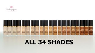 All 34 Shades of Too Faced Born This Way Super Coverage Concealer 2021 [upl. by Bagley692]