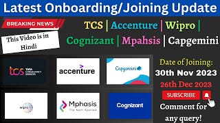 Latest Joining and Onboarding Update  TCS  Wipro Mphasis Capgemini Cognizant and Accenture ✔️🔥 [upl. by Assirahc]