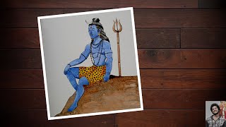 Shiv ji painting with watercolour for beginners  watercolor painting [upl. by Dekow]