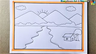 😍 Scenery Drawing with Pencil 😍😍 Bangla Voice Tutorial ✅Easy to Draw [upl. by Felice]