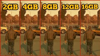 GTA 4 RAM COMPARISON 2GB VS 4GB VS 8GB VS 12GB VS 16GB [upl. by Iruy]