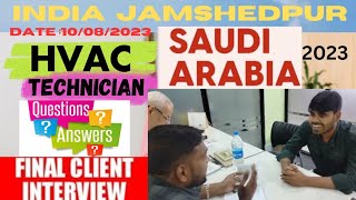 HVAC technician interview questions amp answer Live calint interview for Saudi Arabia at India JSR [upl. by Cerveny]