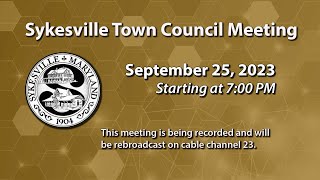 Sykesville Town Council Meeting 9252023 [upl. by Harlan]