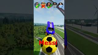 🚘CR7 vs Messi vs Mbappe vs Neymar vs Haaland JUMPING COMPETITION 12 ⚽️beamngdrive simulato [upl. by Cull699]