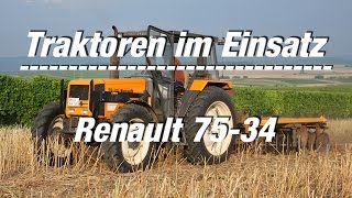 Traktoren im Einsatz Renault 7534 beim Scheibeneggen FULL HD Film [upl. by Persons90]