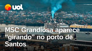 Vídeo flagra maior navio de cruzeiros do Brasil girando no porto de Santos veja [upl. by Randal]