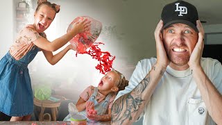 SISTERS SLIME PRANK ON DAD HE GOT MAD [upl. by Dagna]