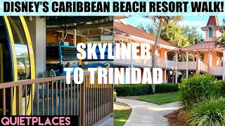 Disney Caribbean Beach Resort Walk Skyliner to Trinidad Section [upl. by Lladnarc]