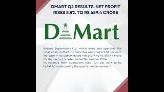 DMart Q2 Results Net profit rises 58 to Rs 6594 crore nse bse q2results dmart dmartresults [upl. by Oibaf417]