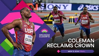 Christian Coleman storms to golden 60m glory ‼️  World Indoor Championships Glasgow 24 [upl. by Meluhs776]