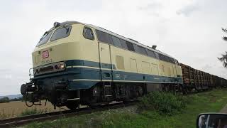 Holzverkehr auf der Strecke Bodenwerder Emmerthal mit TFT 218 003 [upl. by Annelg]