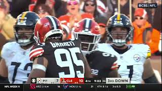 Browns Myles Garrett with his second sack of the day on Steelers Kenny Pickett [upl. by Anitnemelc]