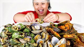 MUKBANG SEAFOOD BOIL 먹방 EATING SHOW GIANT SNAILS ESCARGOT  MUSSELS  CLAMS [upl. by Amoeji]