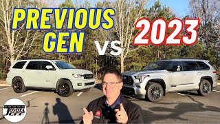 Battle 2023 Toyota Sequoia vs Previous Generation [upl. by Naamann]