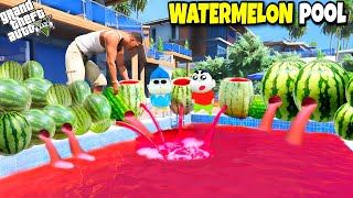 Shinchan amp Franklin Make a Swimming Pool Into Watermelon Pool in GTA 5 [upl. by Leggat220]