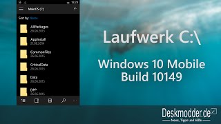 Windows 10 Mobile Build 10149 DateiExplorer Laufwerk C\ [upl. by Hassi25]