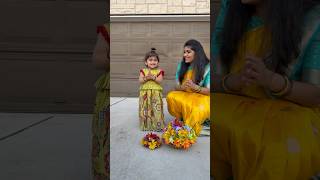 Bathukamma 🥰 bangaru bomma  ma buddi ridhamma ❤️ [upl. by Eenert]